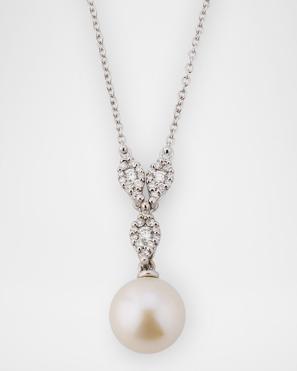 18K White Gold My Song Diamond and Freshwater Pearl Pendant Necklace