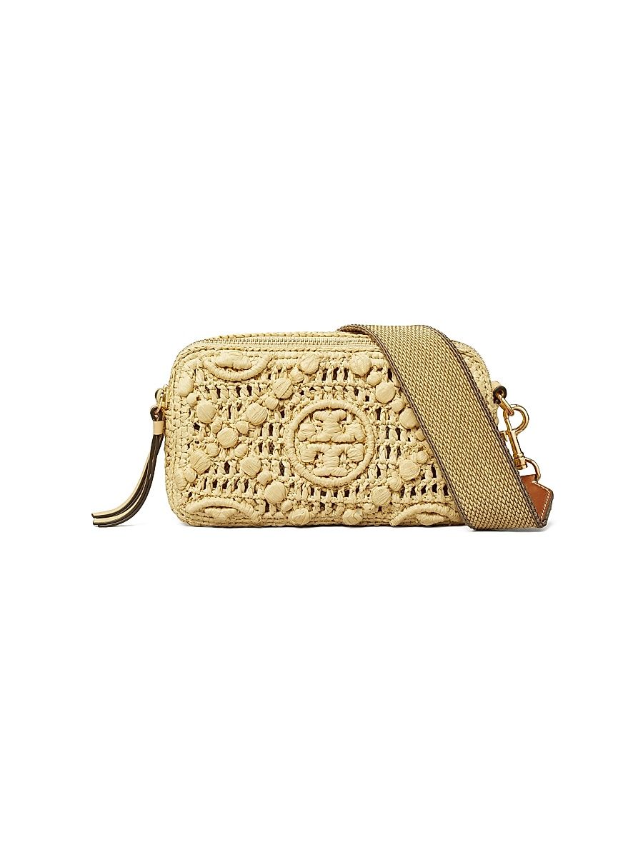 Women's T Monogram Mini Miller Raffia Crossbody Bag - Natural