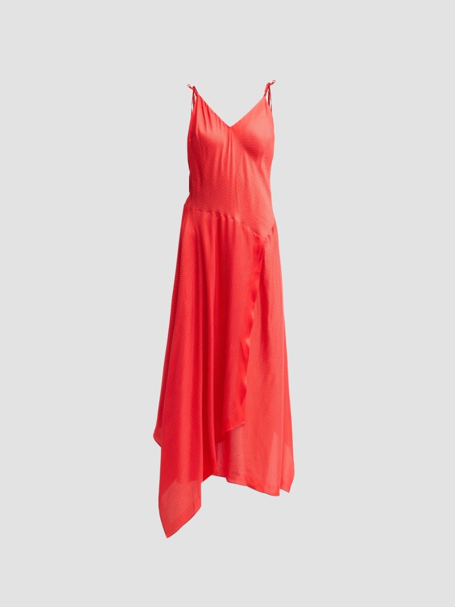 A. L.C. Women's Aleena Asymmetric V-Neck Midi Dress - Maraschino Camel - Size XS