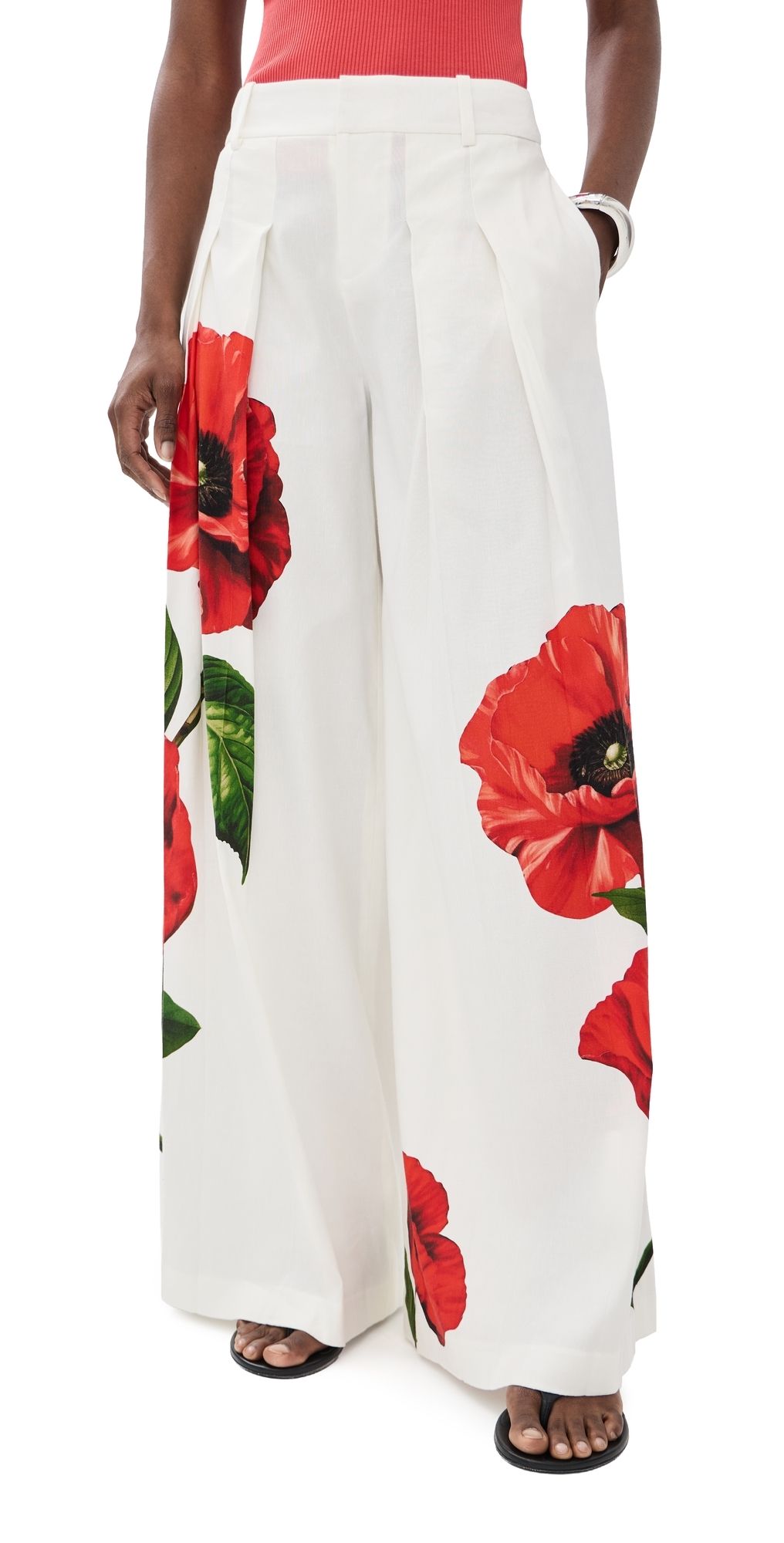 ALICE + OLIVIA Blaire Pleated Pants SUMMER POPPY 12