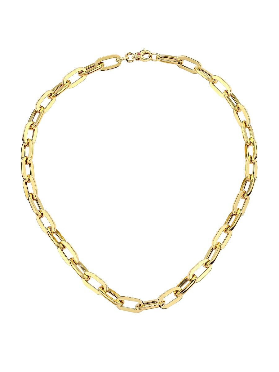 Women's 18K Yellow Gold Flat Oval-Link Chain Necklace/17" - Gold