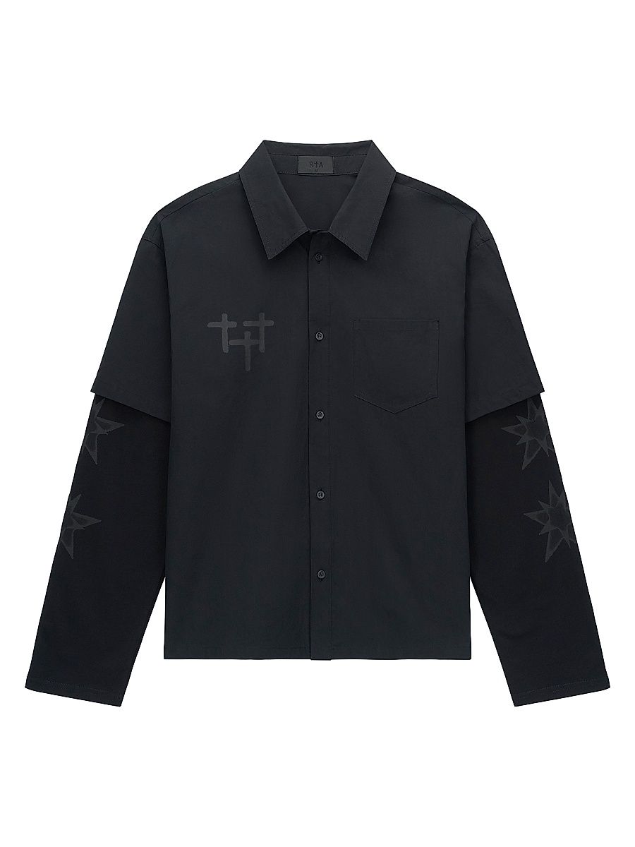 Men's Exodus Erik Double-Layered Shirt - Black Cross Star - Size XXL