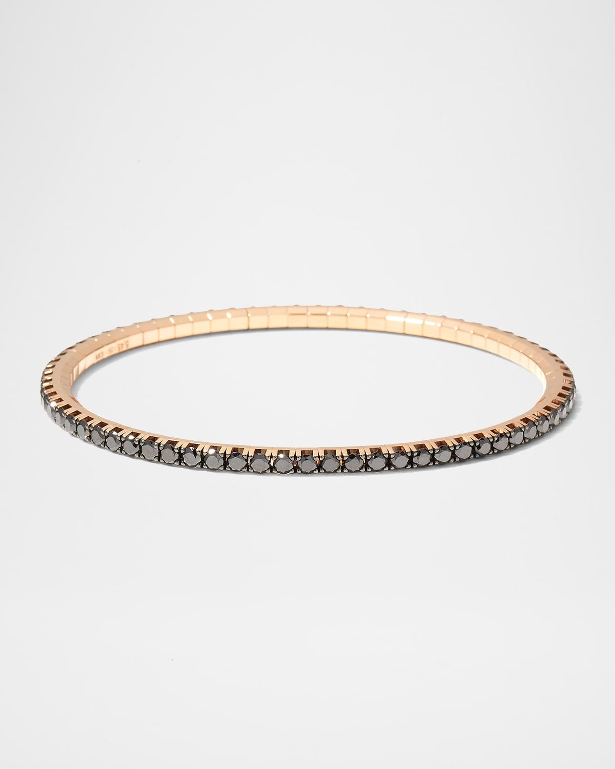 18K Rose Gold Stretch Tennis Bracelet with Black Diamonds