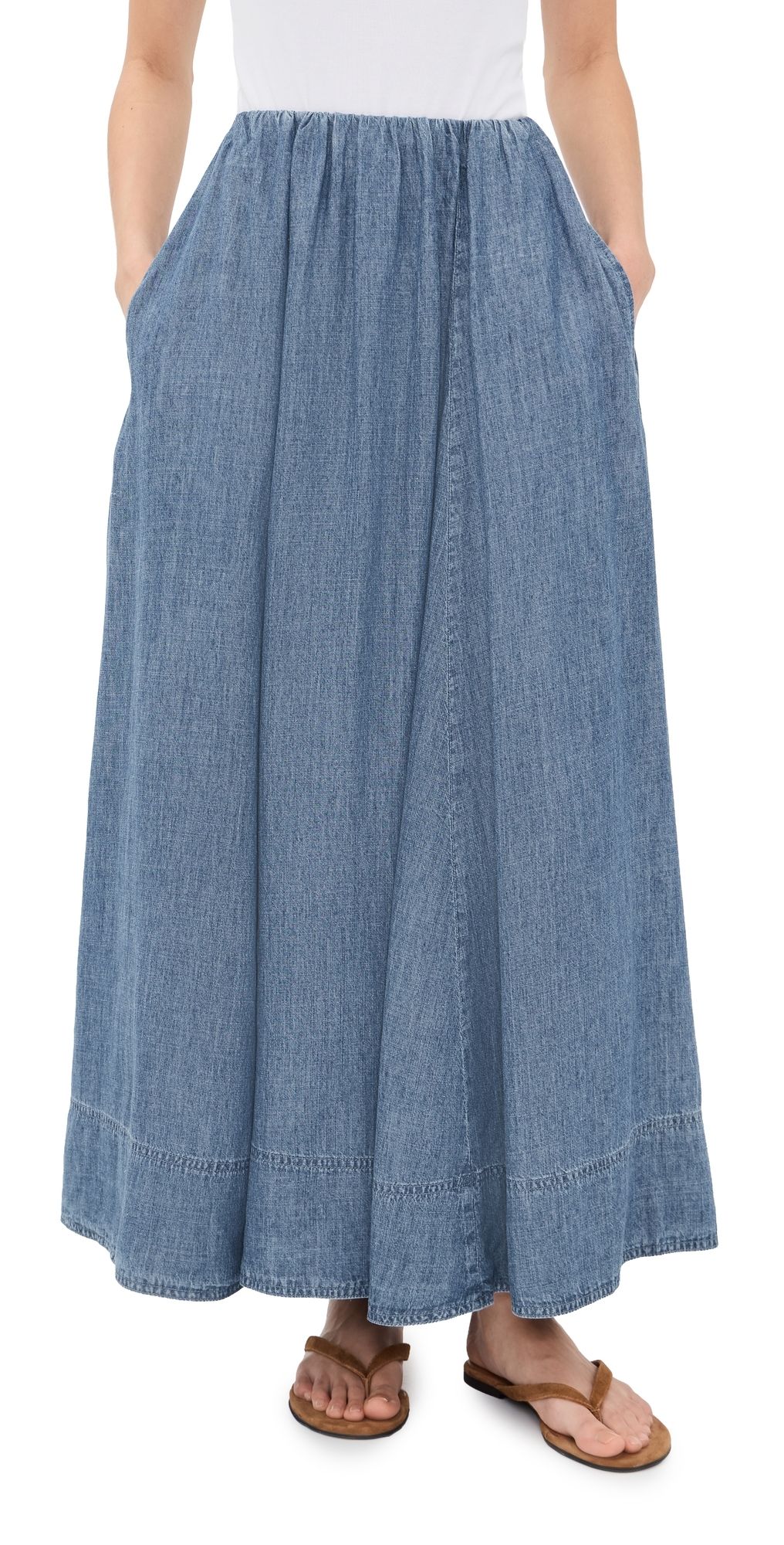 Faherty Tried & True Chambray Nera Skirt River Mist Wash S