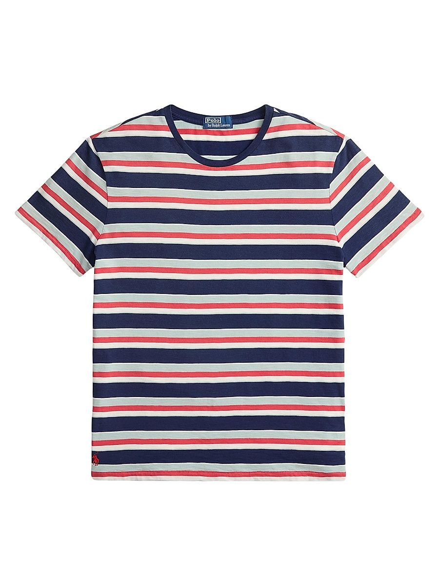 Men's Striped Cotton Crewneck T-Shirt - Newport Navy Multi - Size XXL