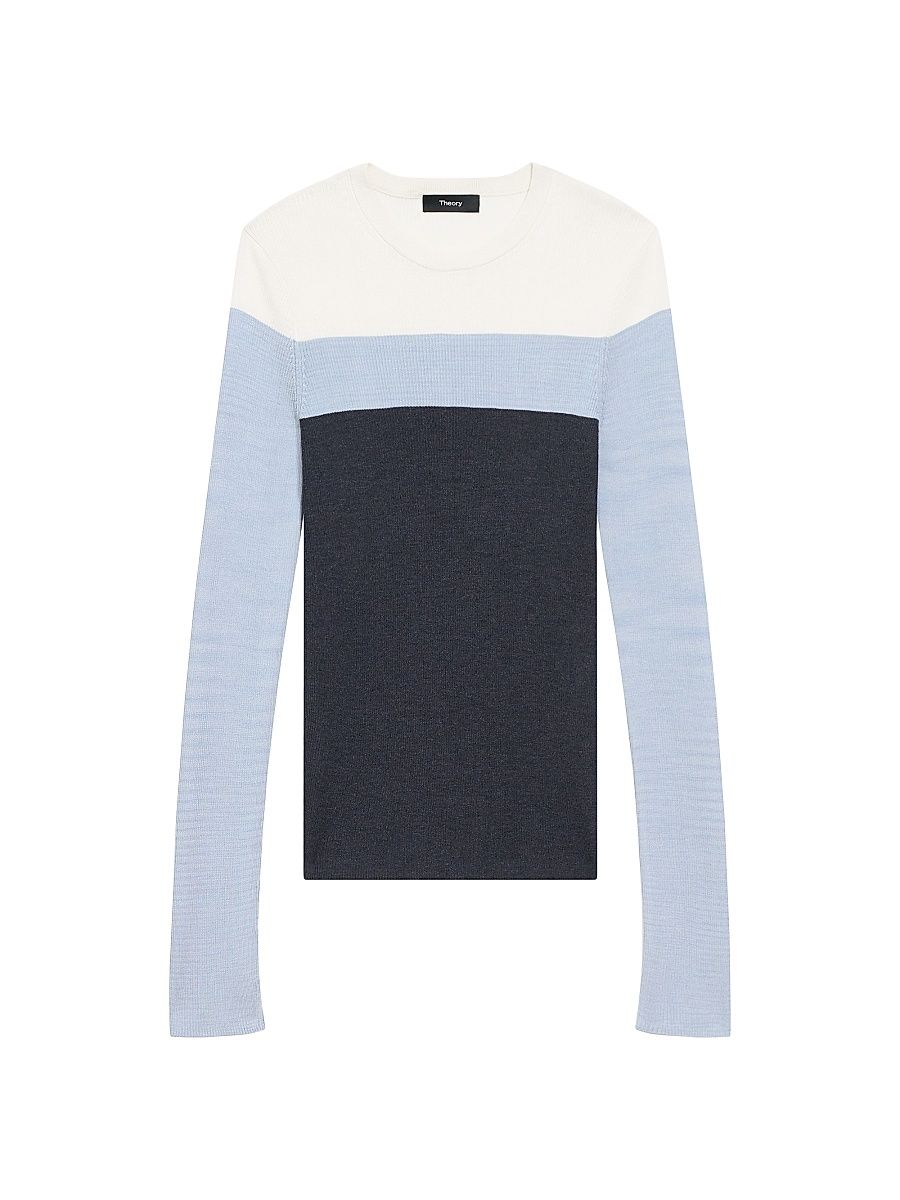 Women's Mirzi Striped Rib-Knit Shirt - Denim Melange Multi - Size Medium