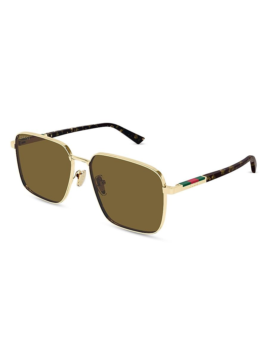 Women's Subtle Web 60MM Square Sunglasses - Gold Black