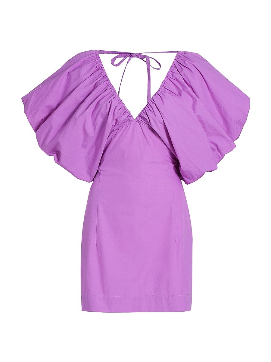 Women's Puff-Sleeve Minidress - True Purple - Size Small