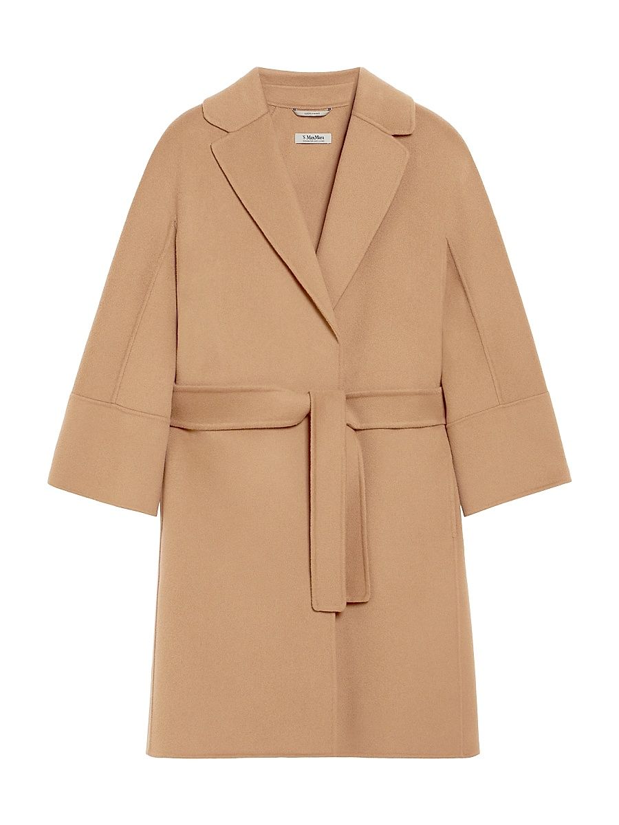 Women's Short Double Faced Wool Coat - Camel - Size 4