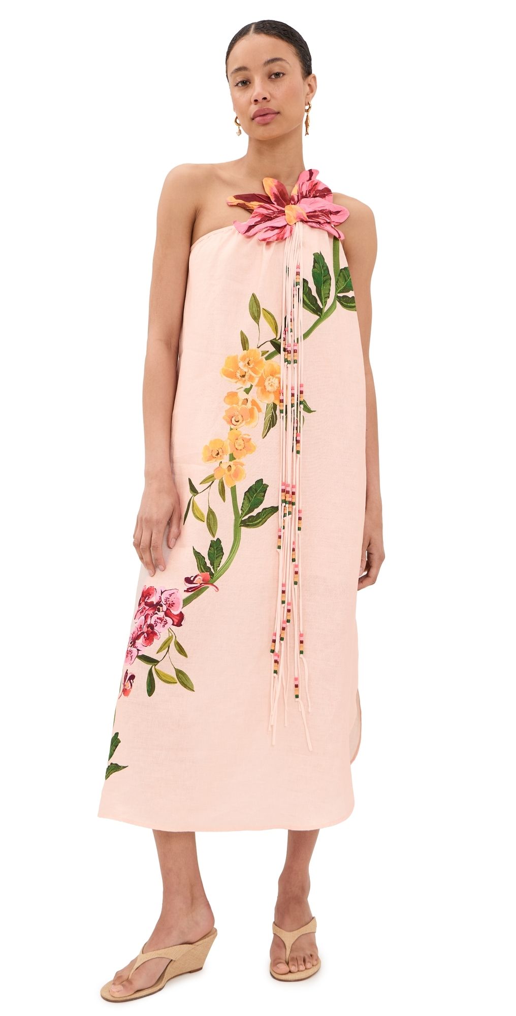 FARM Rio Garden Terrace Pink One Shoulder Maxi Dress Garden Terrace Pink S
