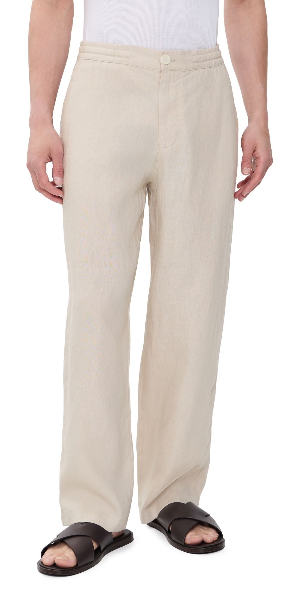 Wax London Glencoe Washed Linen Relaxed Trousers Beige 32
