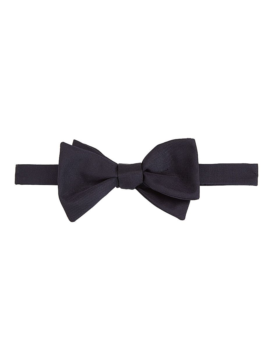 Men's Textured Silk Bow Tie - Navy - Size Medium