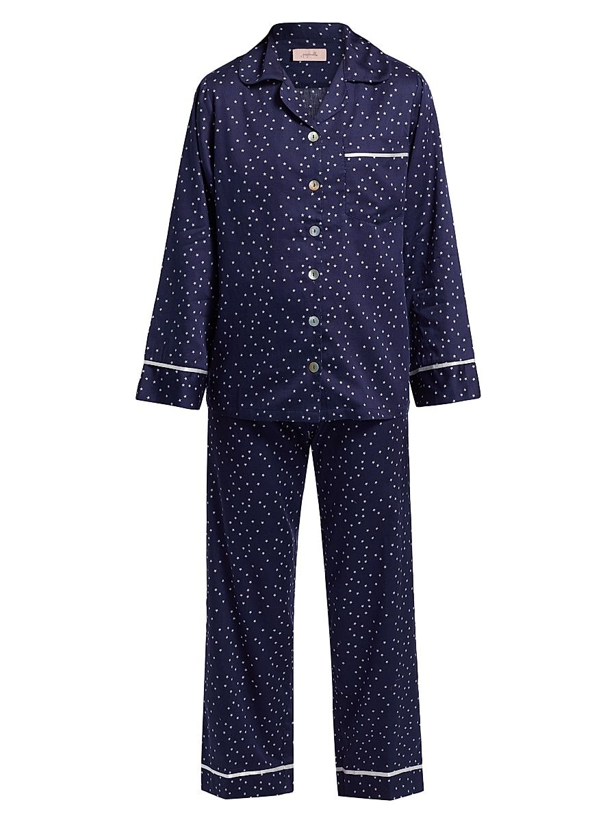 Women's Stars Cotton Pajamas - Navy - Size XL