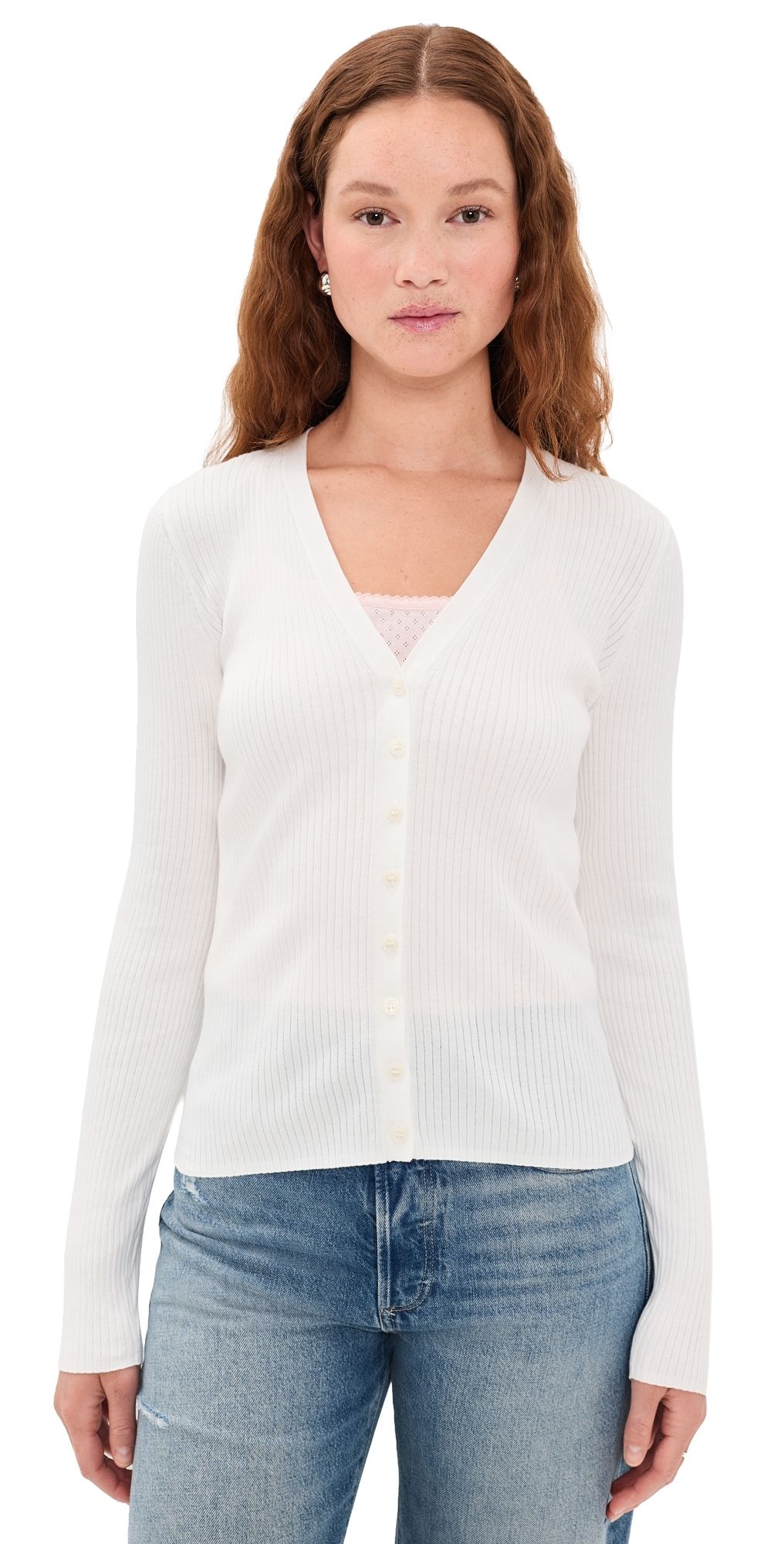Sold Out NYC The Ribbed Favorite Cardigan In Cream Cream S