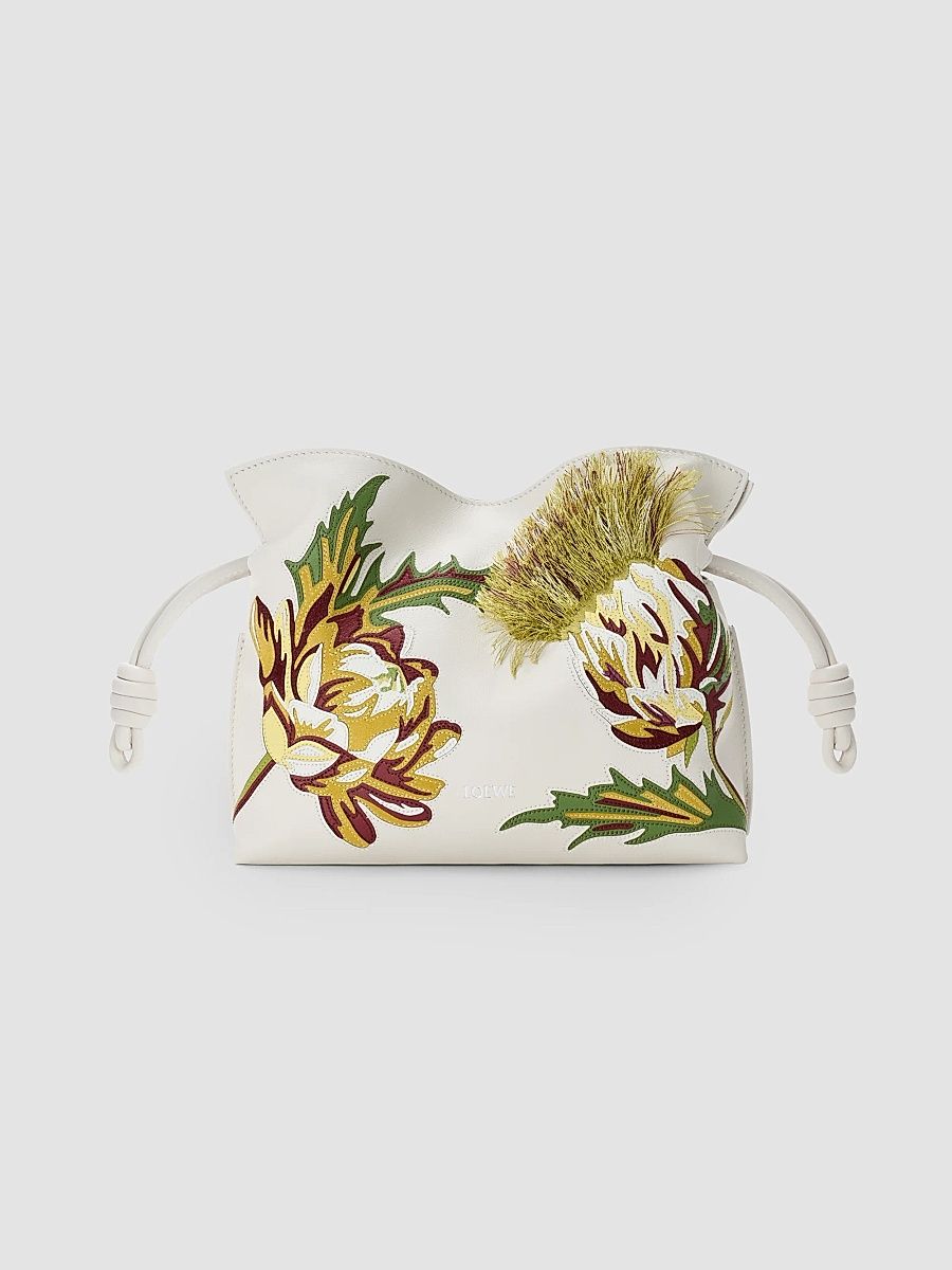 LOEWE Women's LOEWE x Paula's Ibiza Flamenco Mini Intarsia Leather Clutch - Soft White