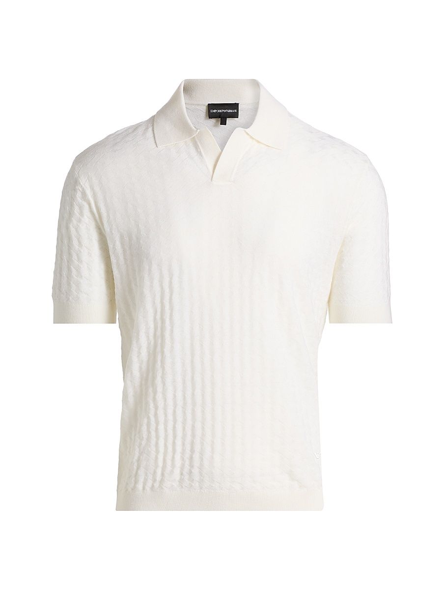 Men's Tonal Basketweave Wool Sweater - Off White - Size XXL