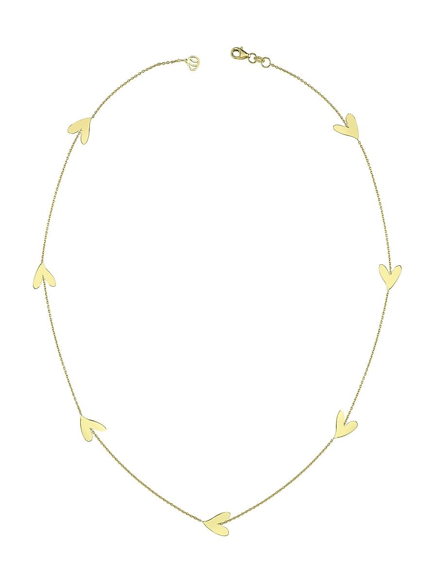 Women's Be Mine 14K Yellow Gold Heart Station Necklace - Yellow Gold