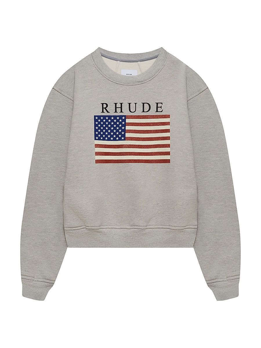 Men's USA Flag Crewneck Sweatshirt - Grey - Size XL