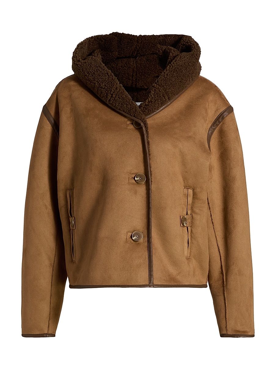 Women's Madylen Faux Sherpa Jacket - Camel Combo - Size Large