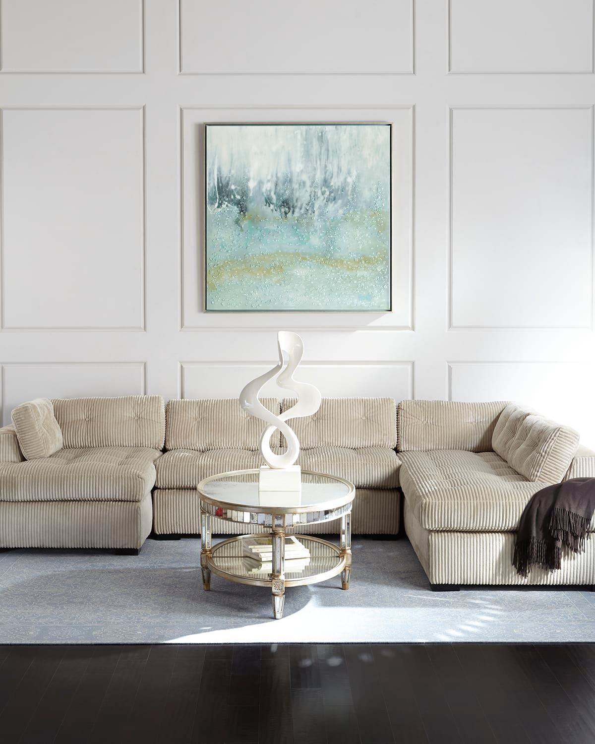 McLain Ivory 3-Piece Right-side Chaise Sectional Sofa 136.5"