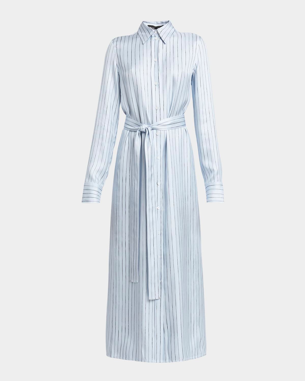 Hannah Stripe Silk Twill Ankle Dress