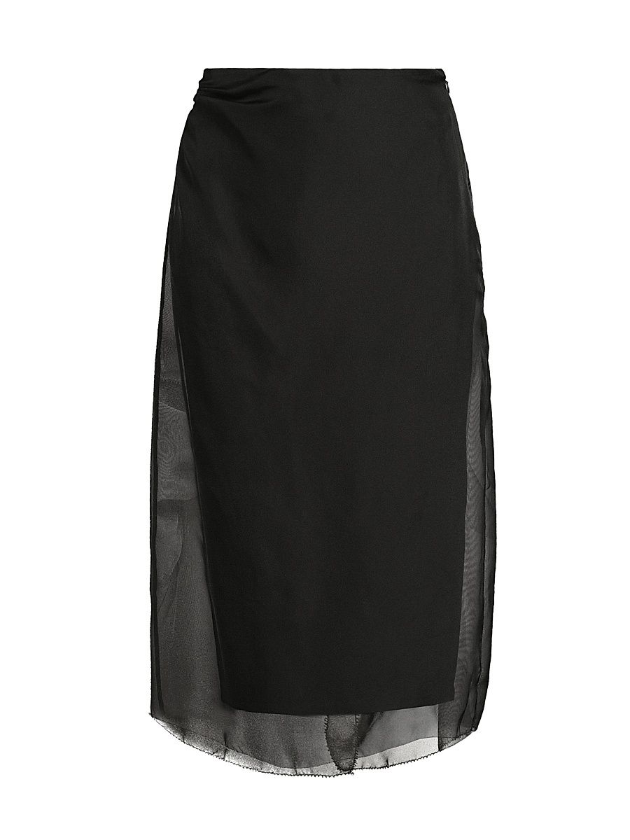 Women's Viv Organza Midi-Skirt - Black - Size XL