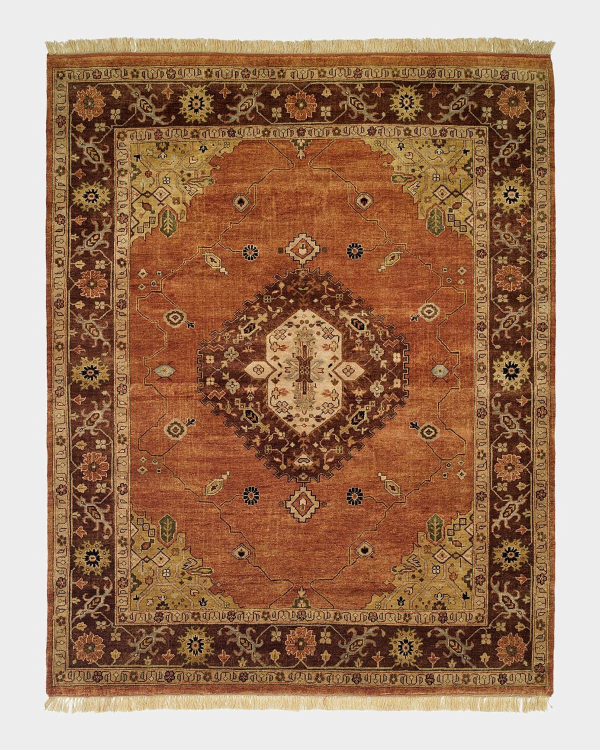 Medallion Hand-Knotted Rug 10 & apos; x 14 & apos;