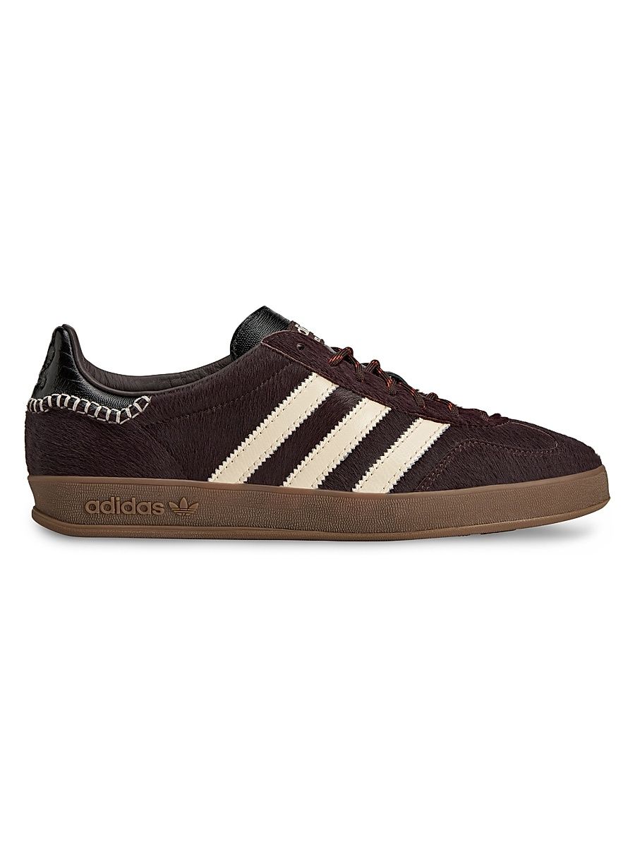 Men's adidas X Wales Bonner Gazelle Pony Hair Low-Top Sneakers - Aurora Coffee - Size 10.5