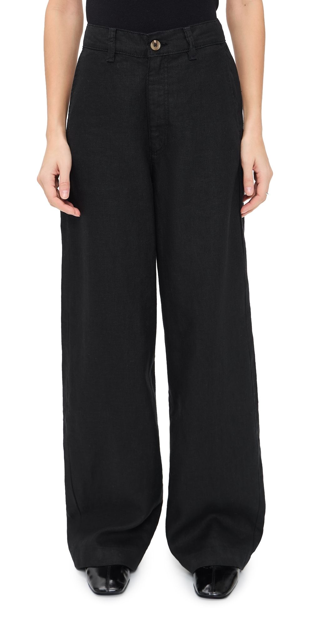 DL1961 Taylor Relaxed Linen Trousers Black Linen 30