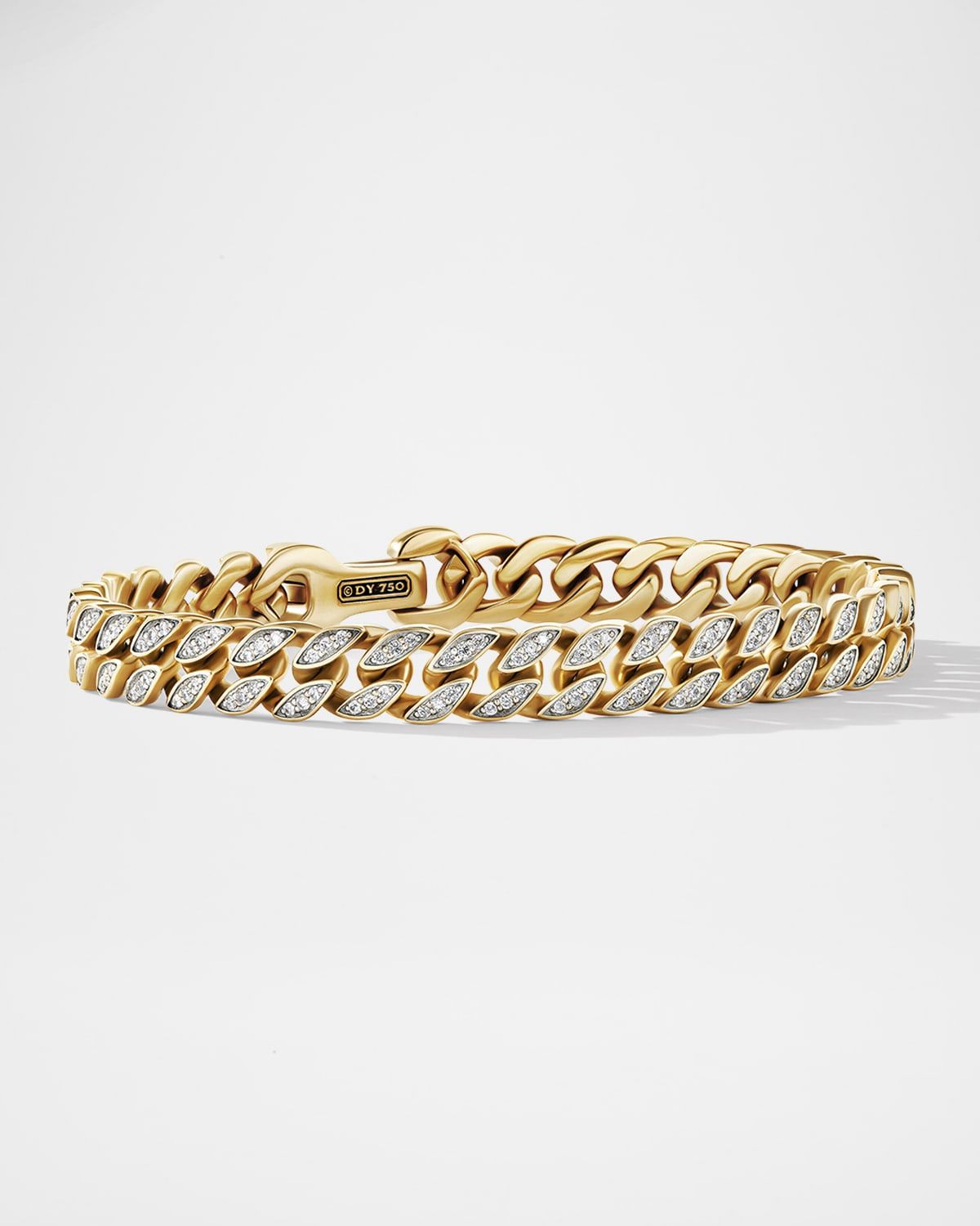 Men & apos;s Curb Chain Bracelet with Diamonds in 18K Gold, 8mm