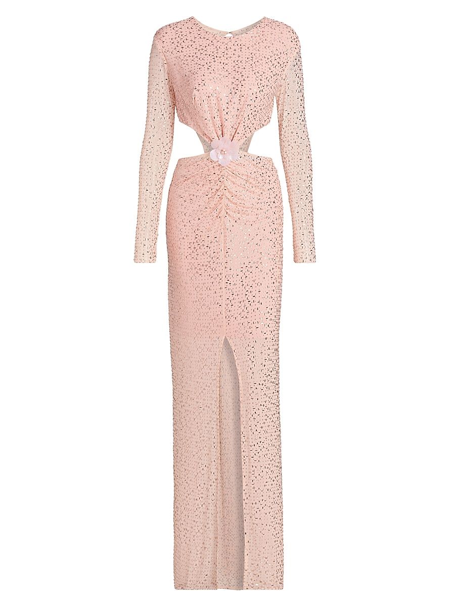 Women's Identity Valentina Embellished Sheer Lace Dress - Pink - Size Medium