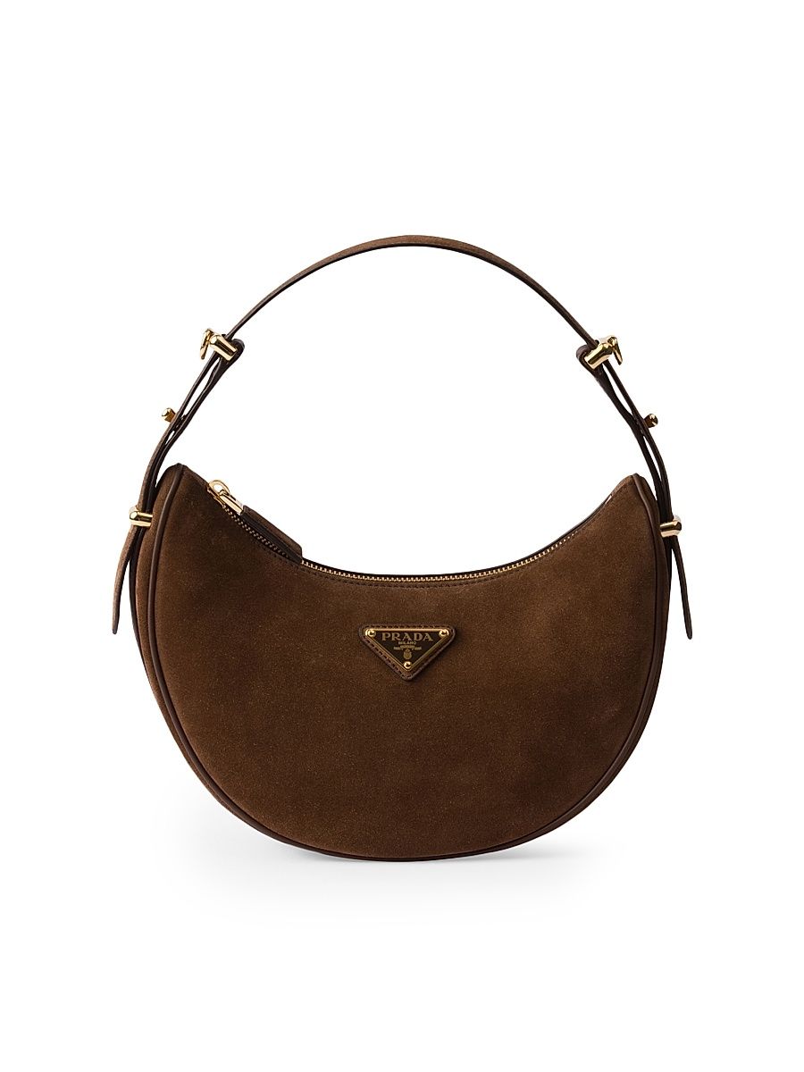Women's Arqué Small Suede Shoulder Bag - Brown