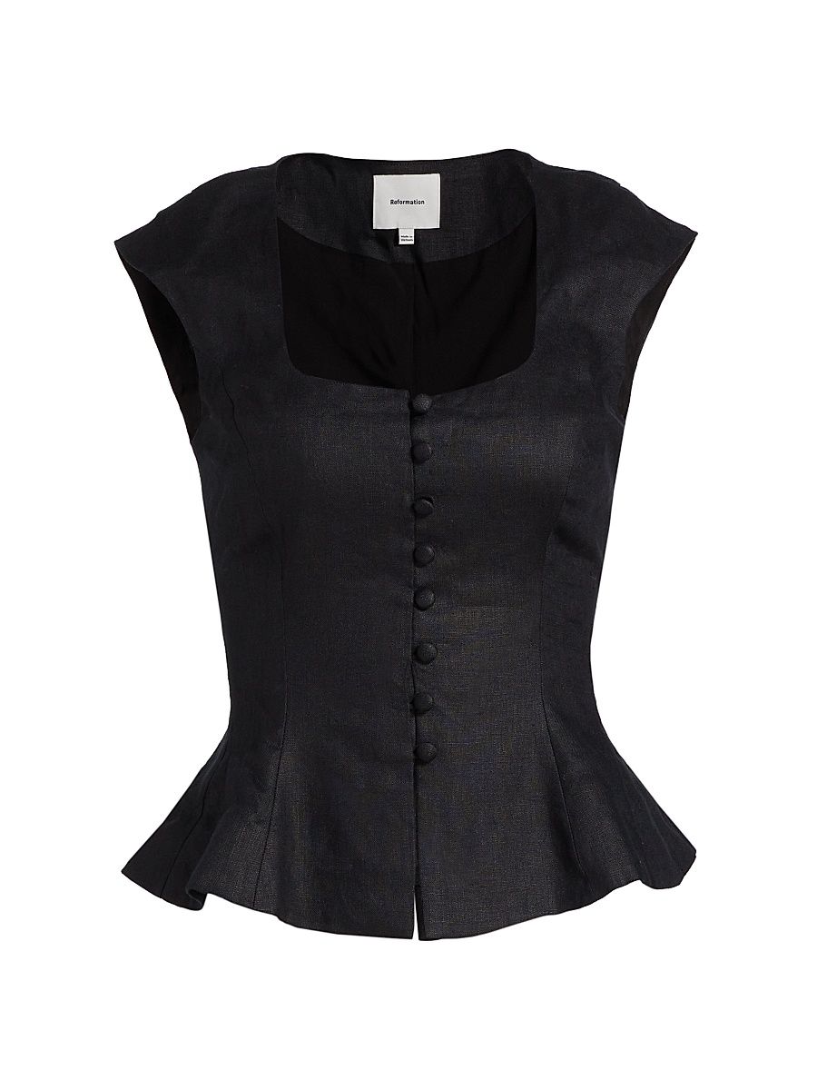 Women's Paolina Linen Top - Black - Size 0