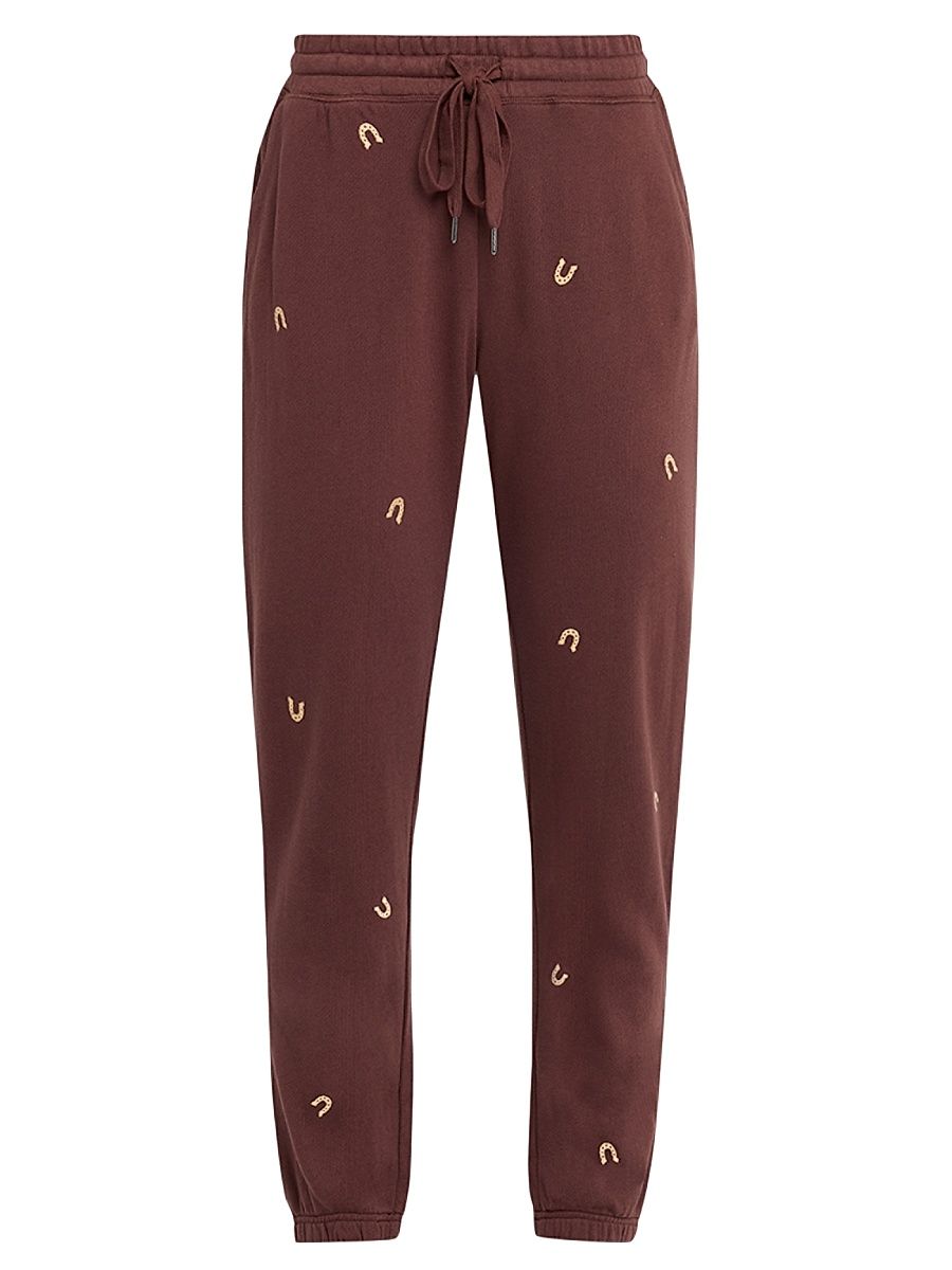 Women's Kingston Embroidered Stretch-Cotton Sweatpants - Horseshoes - Size XL