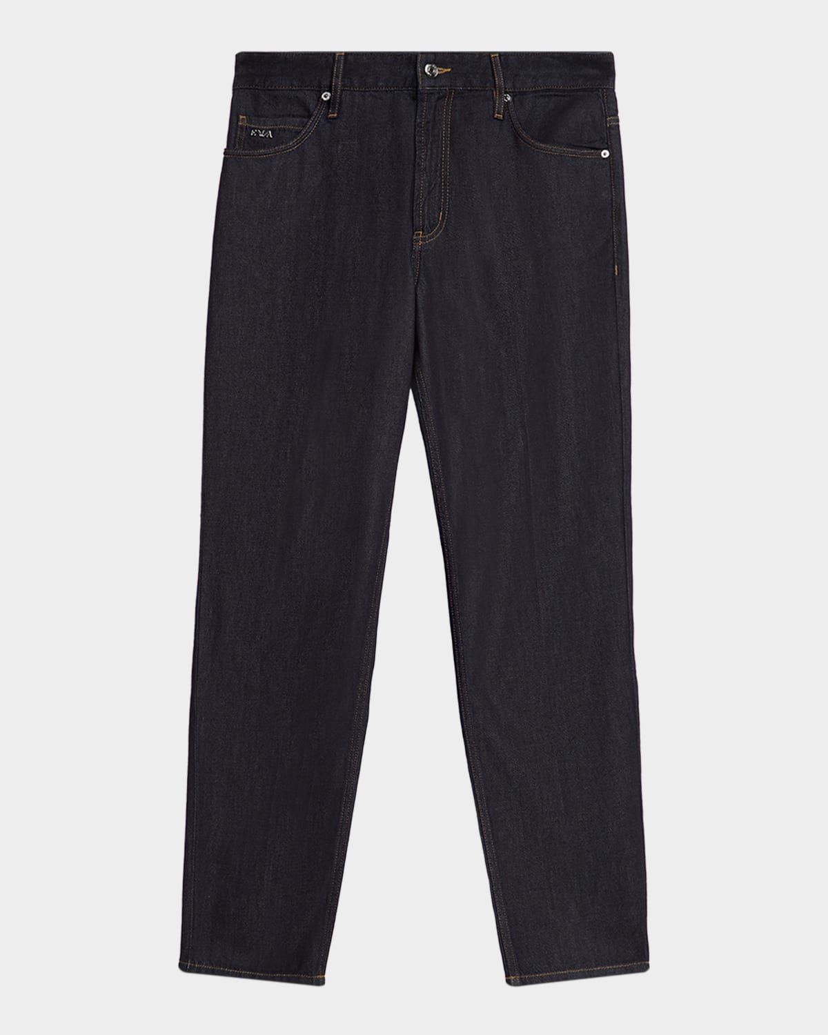 Denim Mid-Rise Straight-Leg Jeans