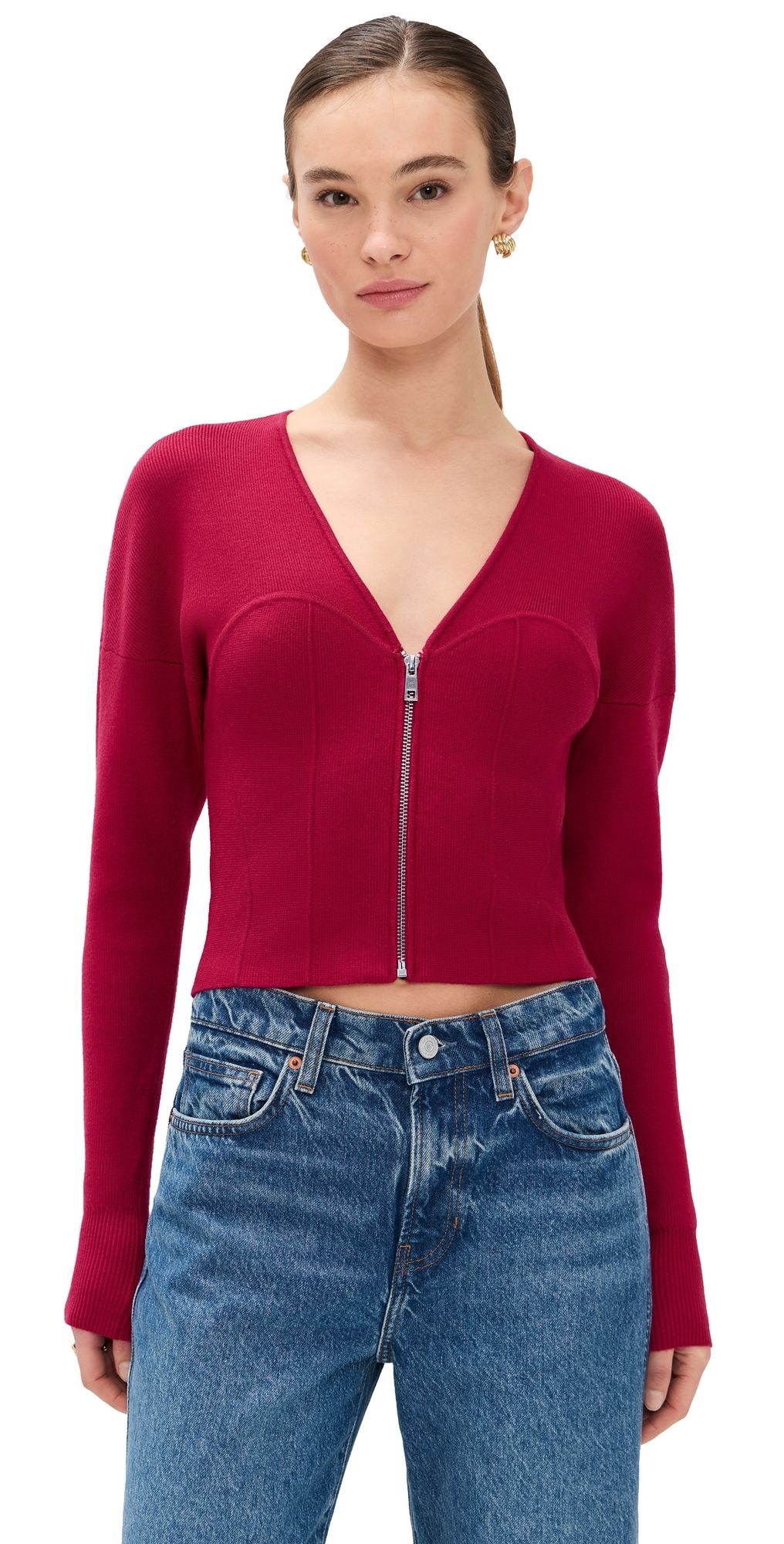 Good American Bustier Sweater Ruby M