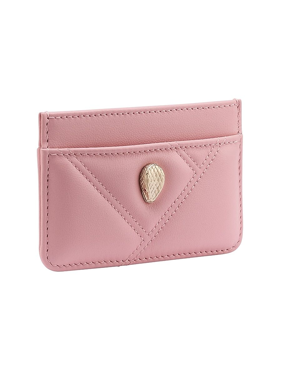 Women's Cabochon Leather Card Case - Prime Rose Quartz