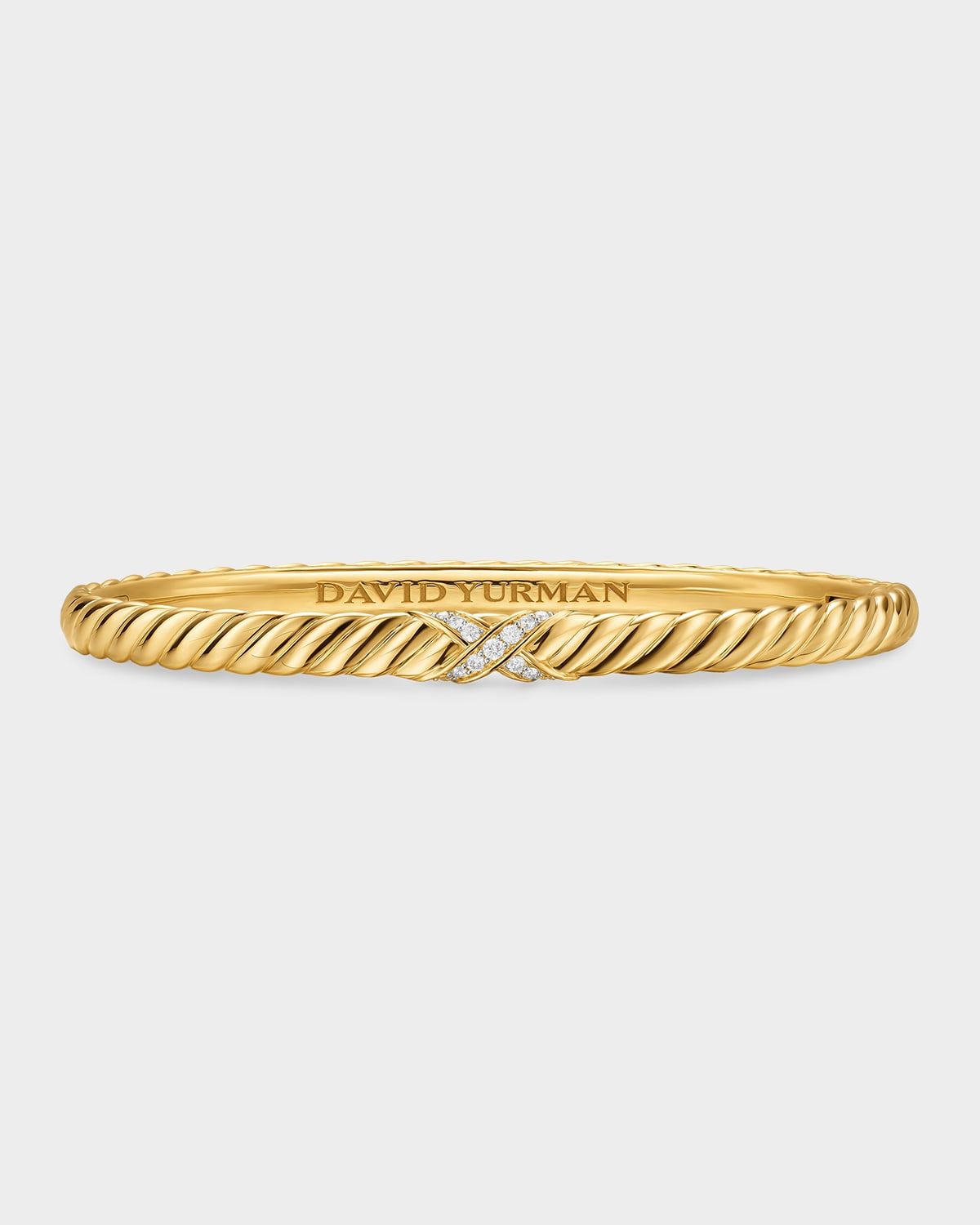 Sculpted Cable X Bracelet with Diamonds in 18K Gold