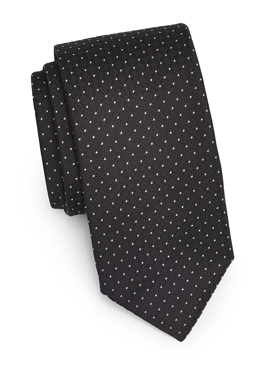 Men's Light Dots Silk Tie - Black