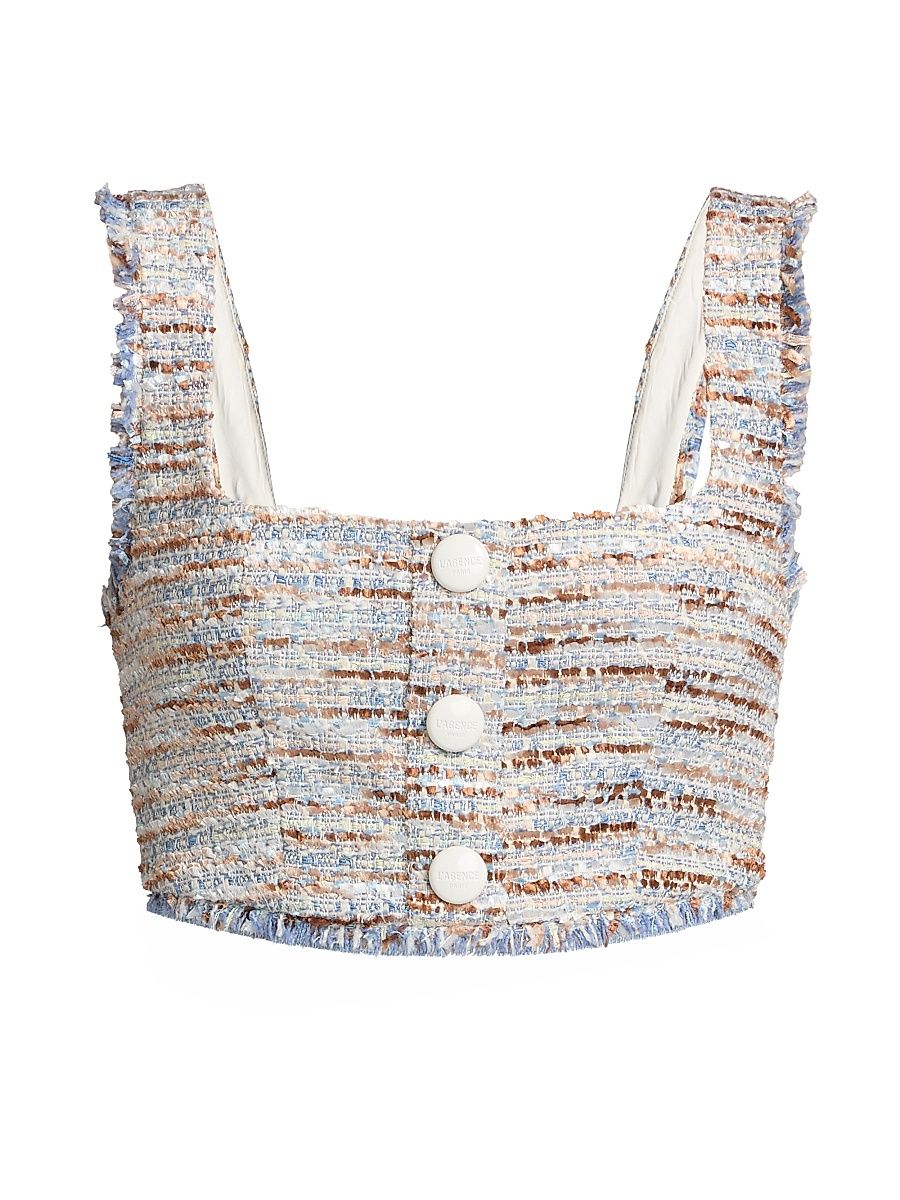 Women's Muno Tweed Bralette Top - Blue Beige Tweed - Size XS