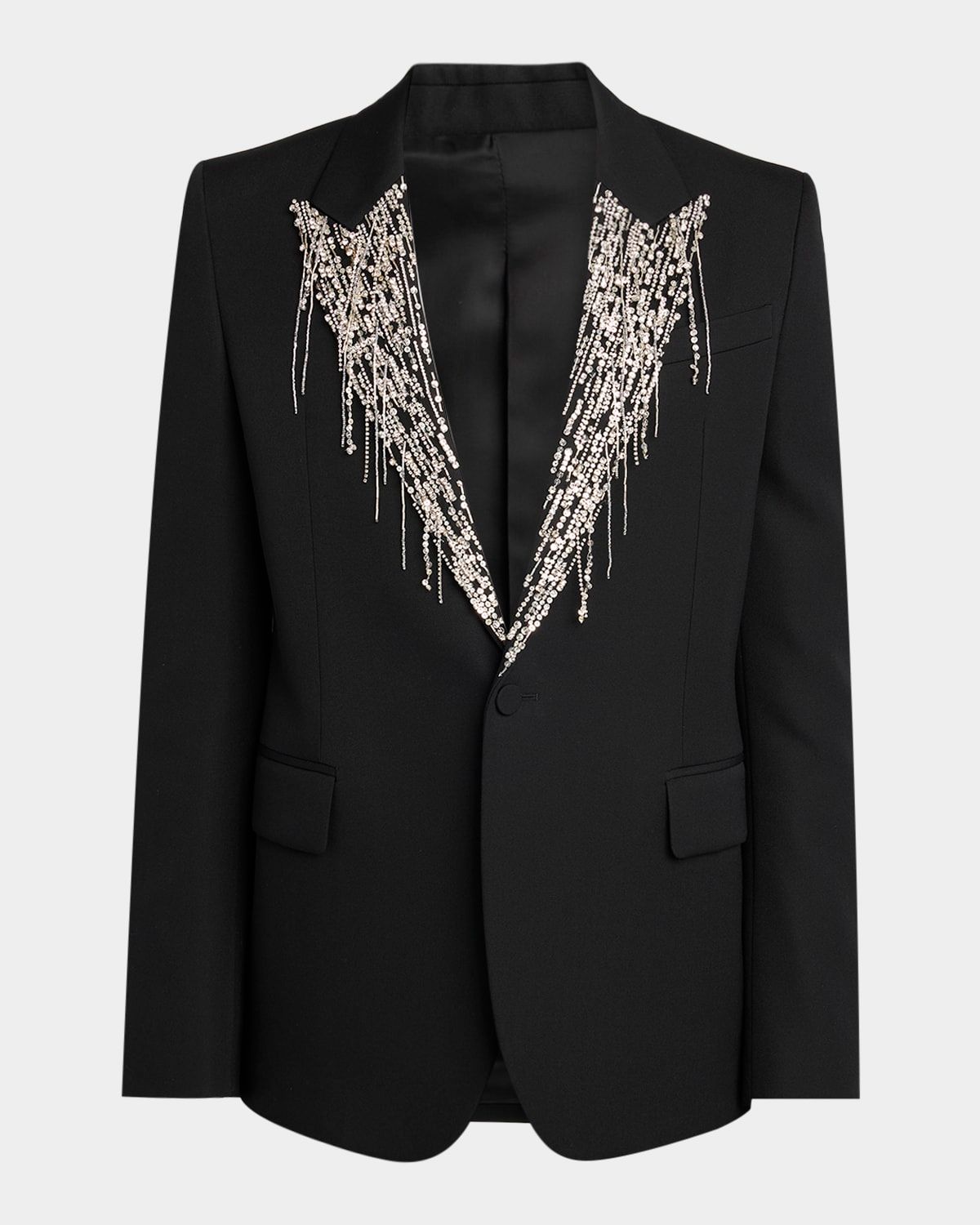 Men & apos;s Crystal Embroidery Single-Breasted Sport Coat