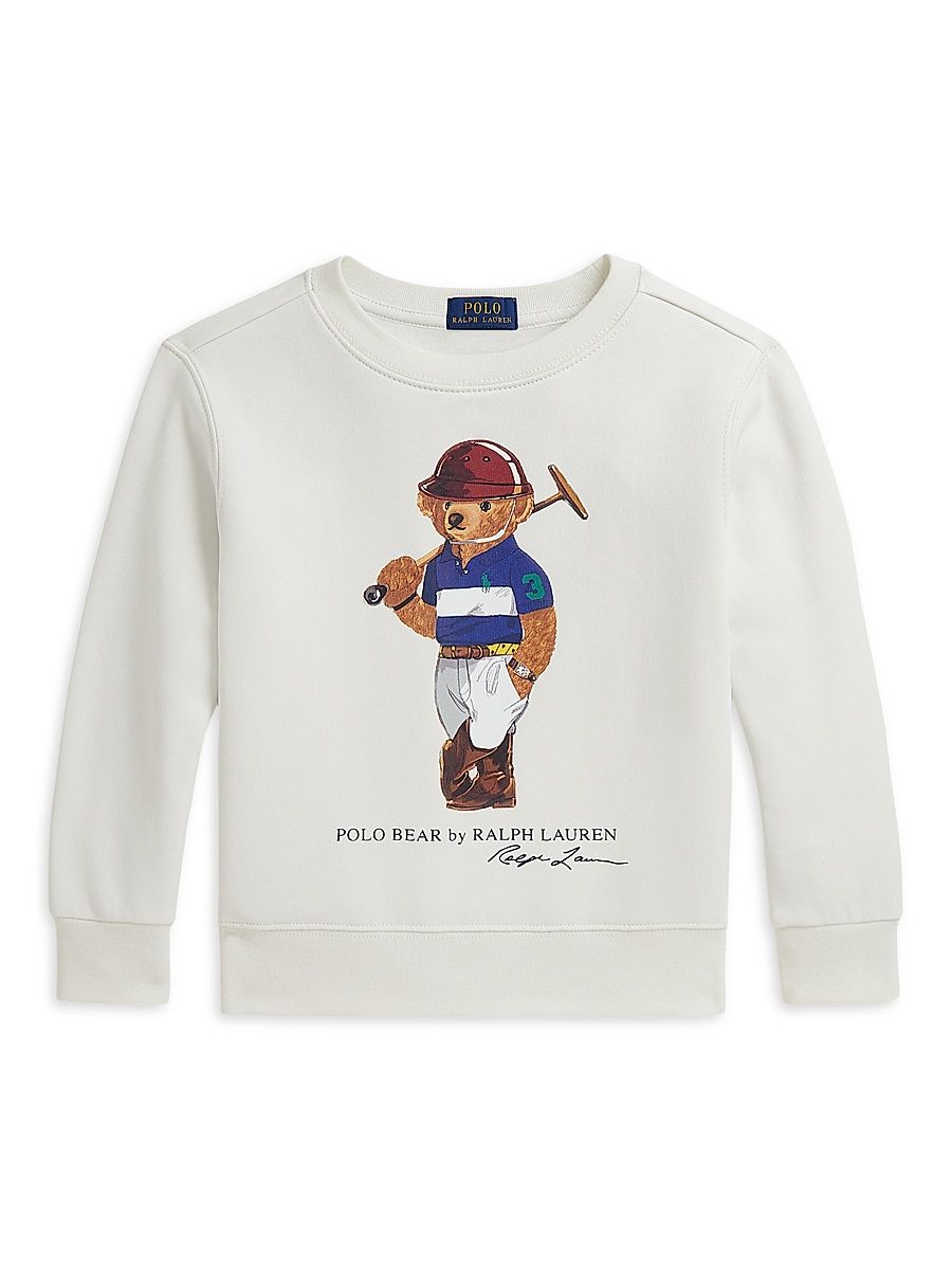 Little Boy's & Boy's Polo Bear Crewneck Sweatshirt - Deckwash White - Size 7