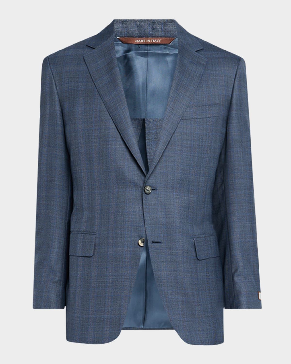 Men & apos;s Wool-Silk Plaid Suit