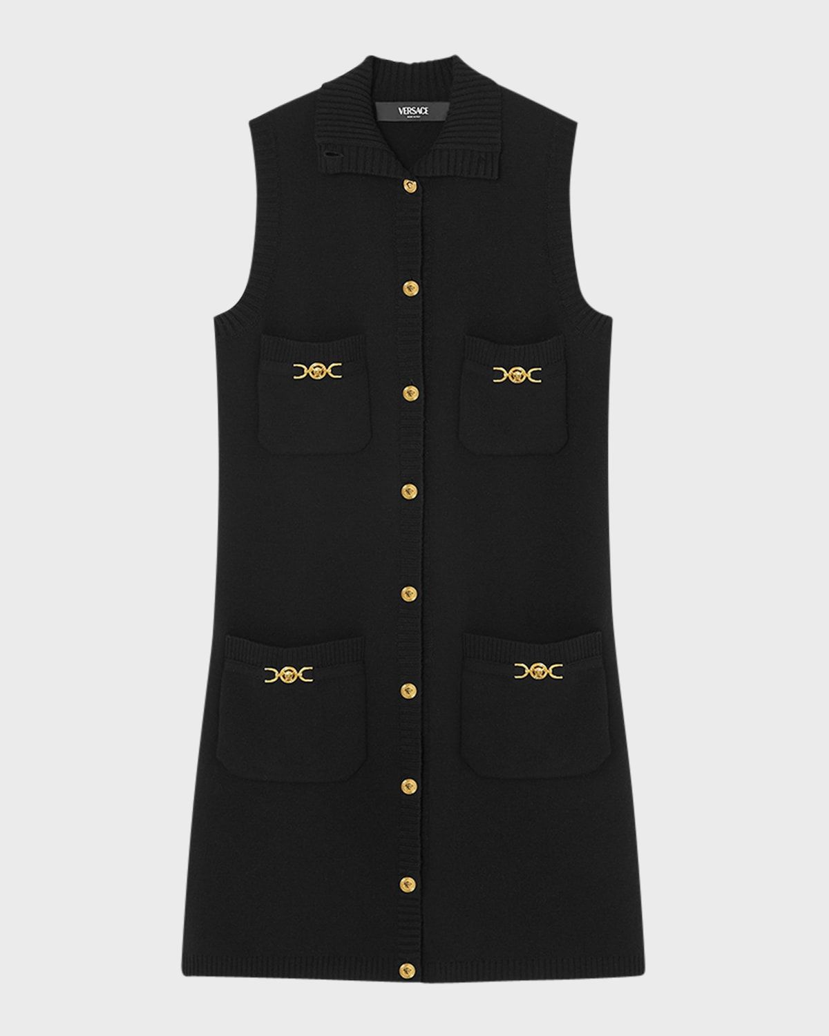 Button-Front Knit Medusa Mini Dress