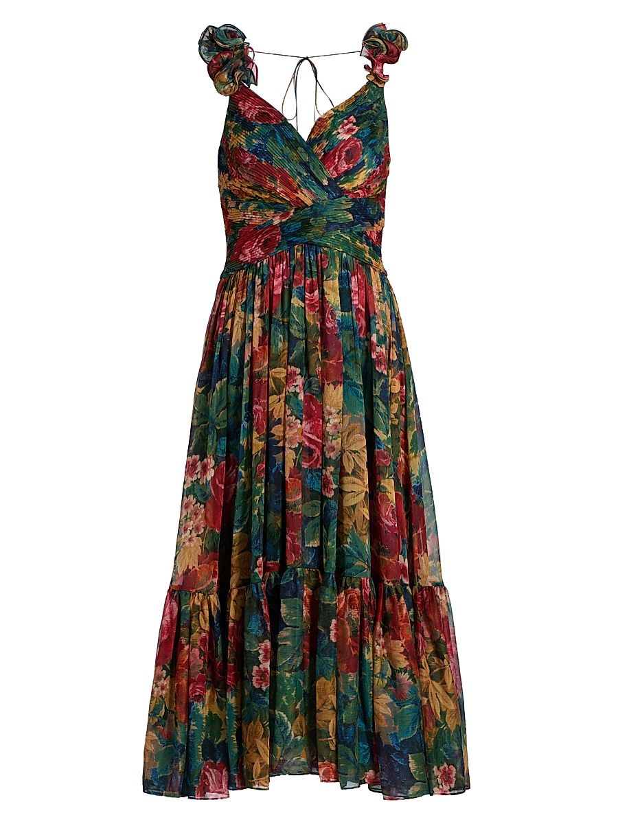 Women's Tate Floral Chiffon Ruffle Cocktail Dress - Tapestry Roses - Size 16