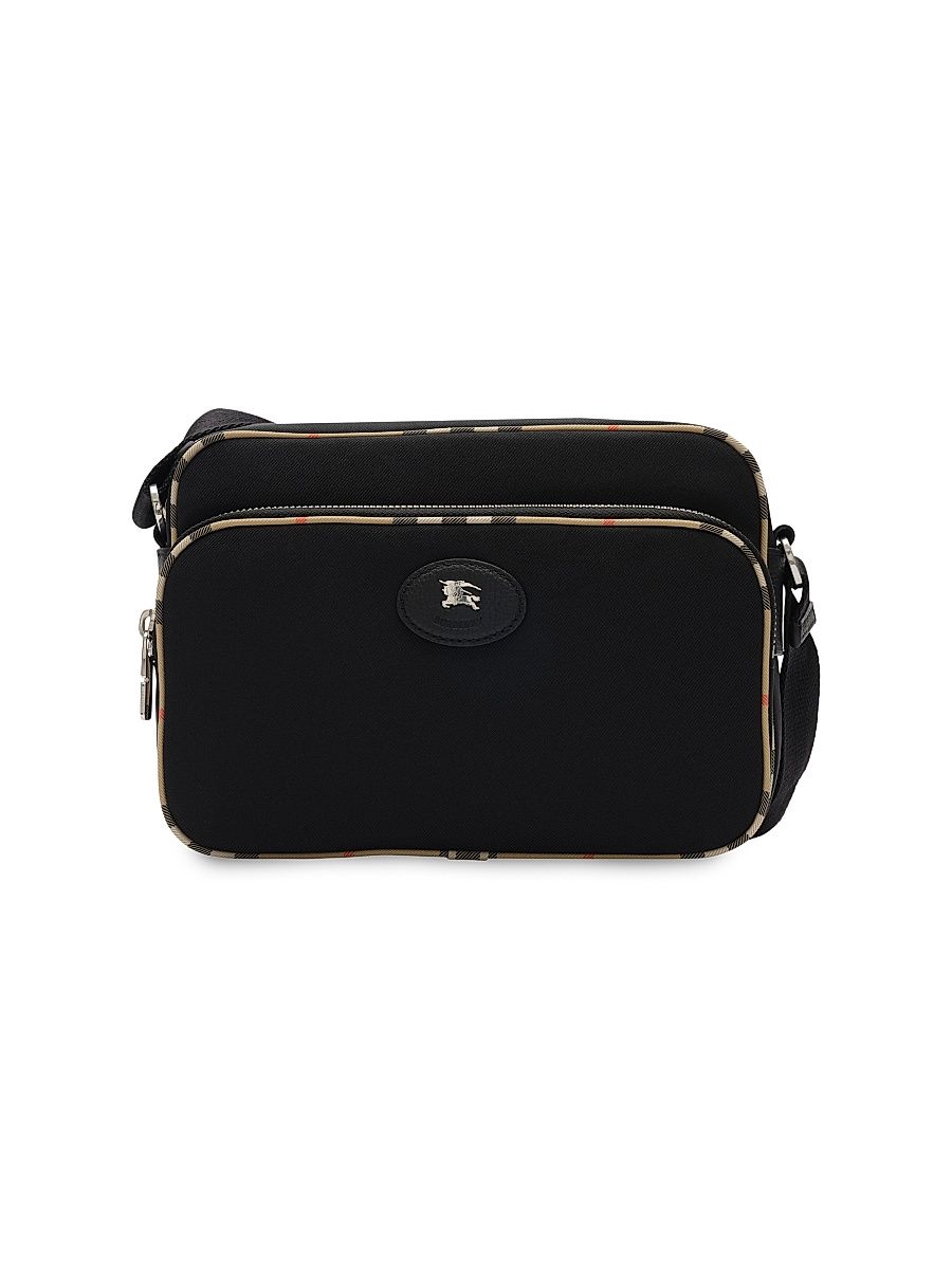 Men's EKD Stamp Check-Trim Crossbody Bag - Black