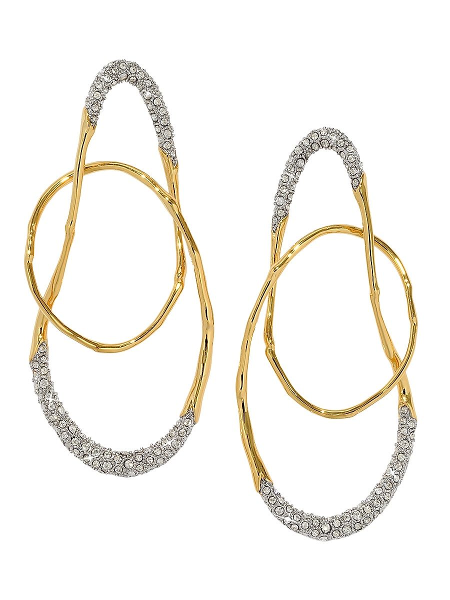 Women's Solanales 14K-Gold-Plated, Rhodium-Plated & Crystal Twist Drop Earrings - Crystal