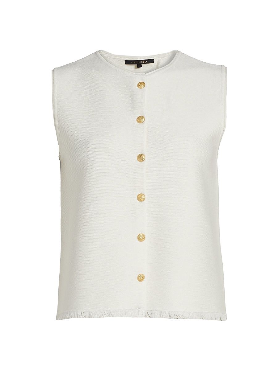 Women's Tobias Fringe-Hem Vest - Ivory - Size XXL