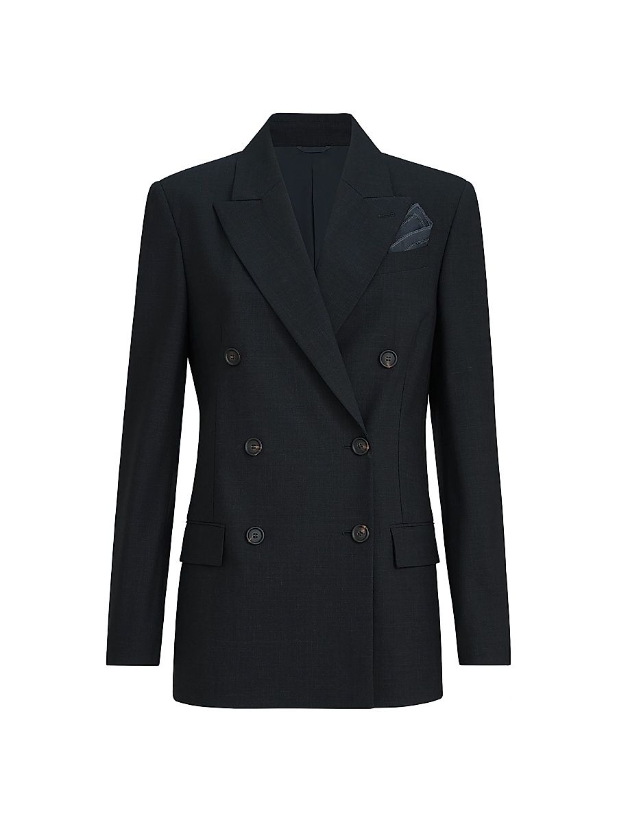 Women's Tropical Luxury Wool Blazer with Monili - Lignite - Size 16