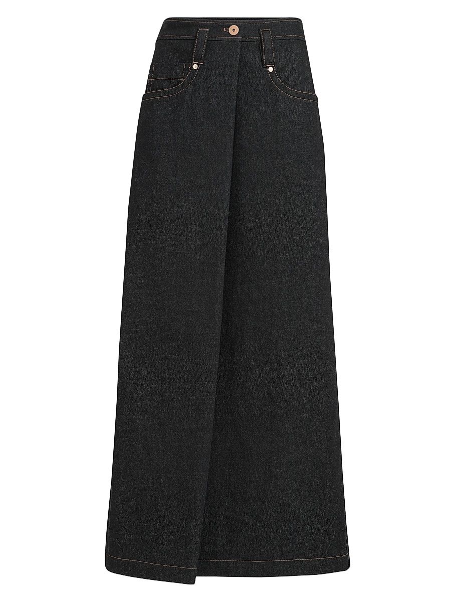 Women's No Fade Denim Five Pocket Skirt with Monili - Black - Size 4